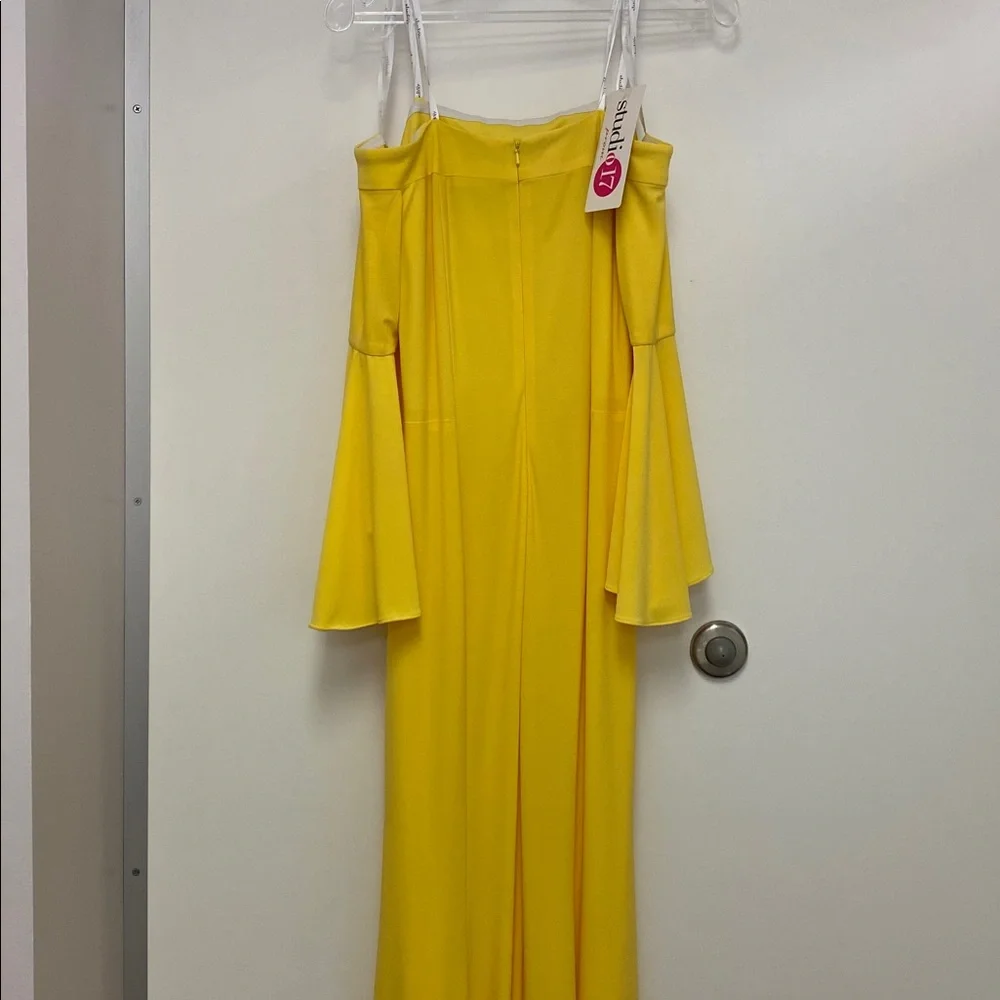 Elegant Canary Yellow Off-Shoulder Dress - Picture 6 of 8